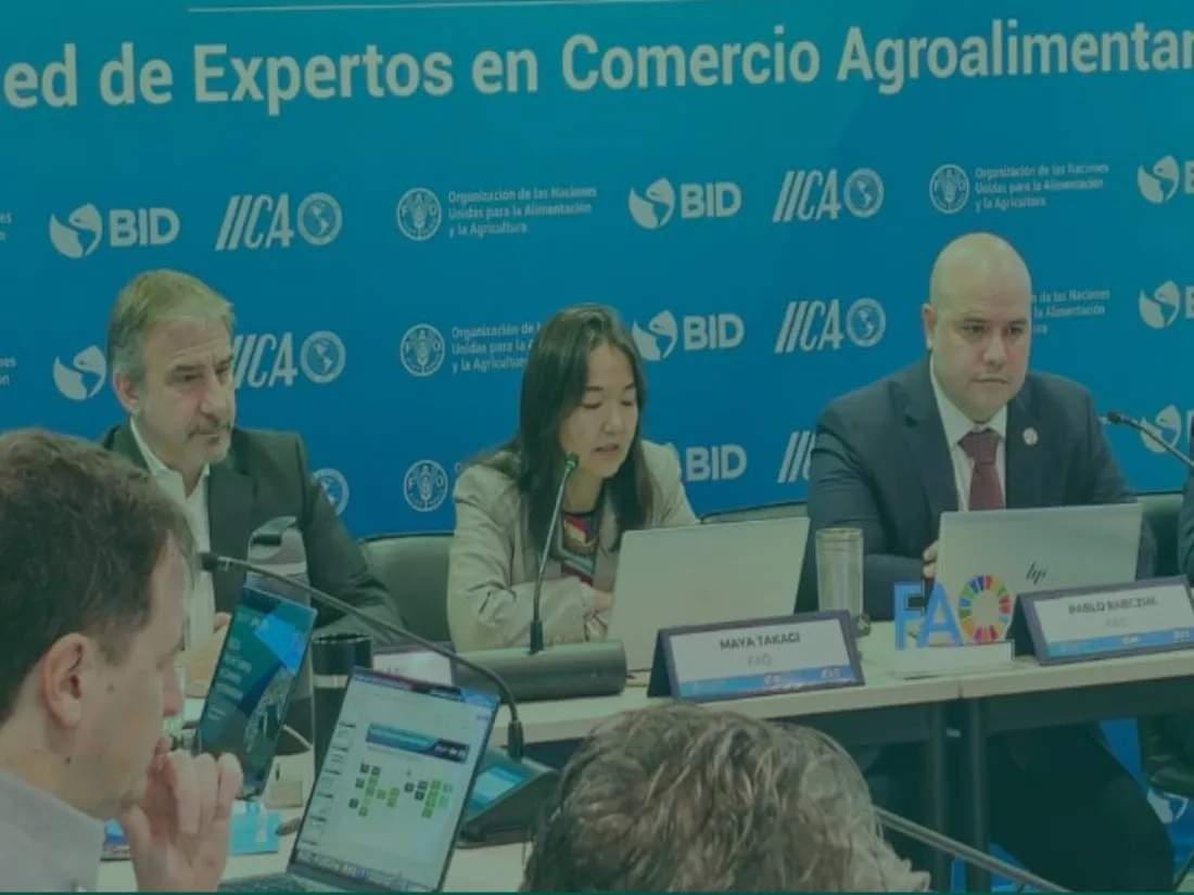Panel de especialistas de FAO, BID e IICA en un encuentro de la Red de Expertos en Comercio Agroalimentario